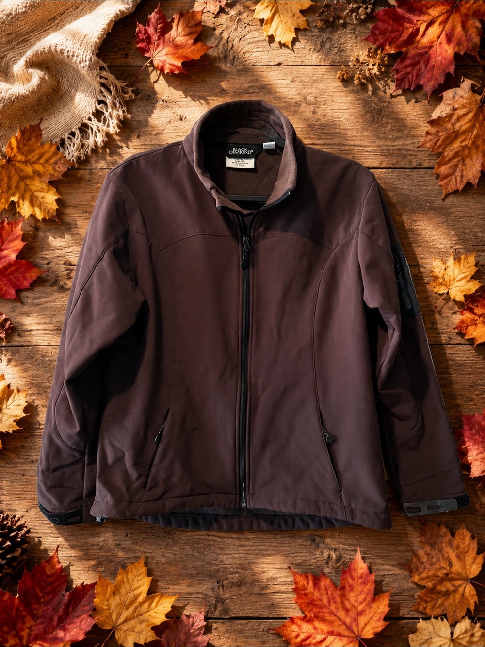 Black Diamond Brown Lightweight Softshell Jacket with Fleece Lining